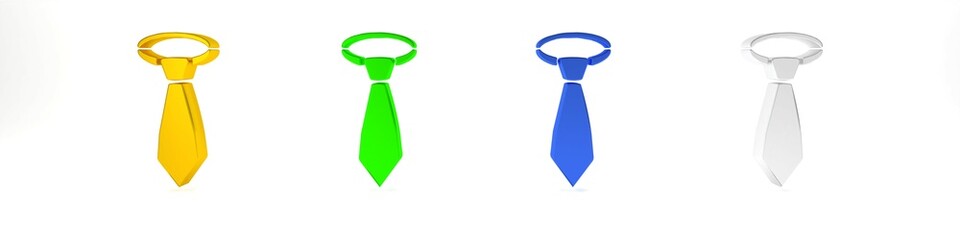 Colorful Tie icon isolated on white background. Necktie and neckcloth symbol. Minimalism concept. 3D render illustration