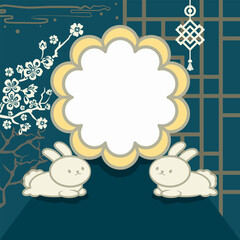 Mooncakes background Happy Mid Autumn Festival Hand drawn flat vector illustration ,banner
