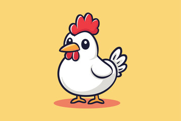 Cute chicken kawaii cartoon vector icon concept Isolated Flat Vector Illustration on color background 