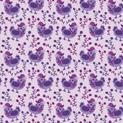 Cute Chickens seamless vector pattern