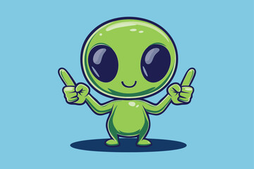 Cute Alien With Metal Hand Cartoon Vector Icon Science Technology Icon Isolated Flat vector on color background 