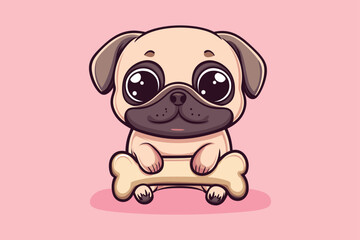 Child-Friendly Cartoon Vector Bulldog with Floppy Cute Puppy vector Illustration