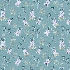 Cute Bunny seamless vector pattern