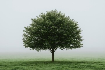 Obraz premium A Solitary Tree in a Foggy Field