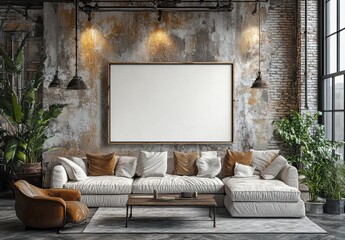 Loft Living Room Mockup.