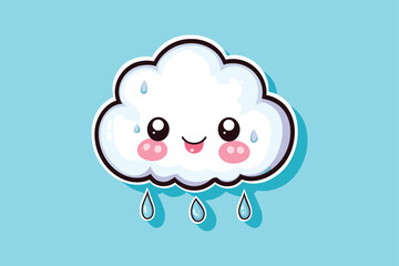 A cute graphic vector illustration of a cloud cartoon character on color background