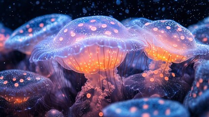 Fototapeta premium Glowing Jellyfish in a Captivating Collage