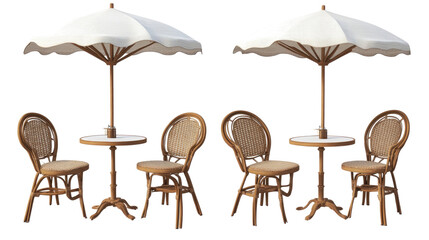 Cafe Tables With Chairs and Parasols Arranged for Outdoor Dining Generative AI
