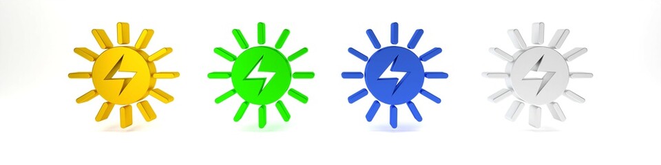 Colorful Solar energy panel icon isolated on white background. Minimalism concept. 3D render illustration