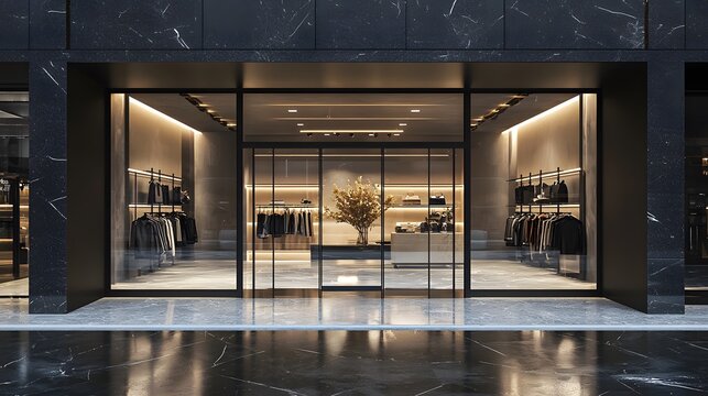 Shopping mall with elegant clothes shop background. Black Friday sales content and shopping campaign