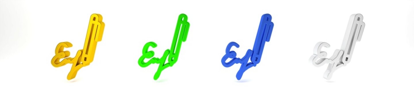 Colorful Signature line icon isolated on white background. Pen and undersign, underwrite, ratify symbol. Minimalism concept. 3D render illustration