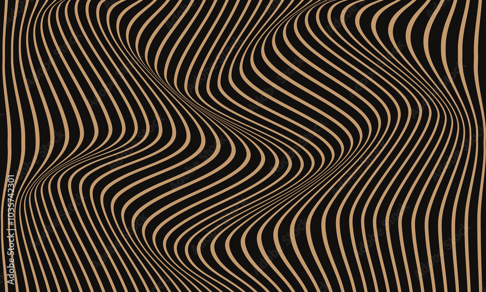 Aufkleber abstract seamless repeatable brown wave line pattern on dark.