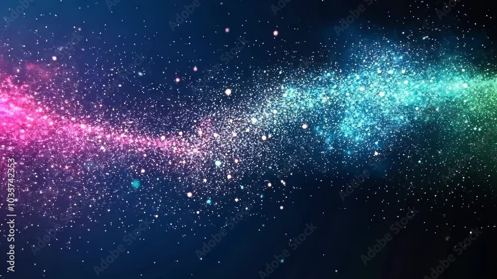 Wall mural a vibrant galaxy of pink, white, and blue sparkles against a dark blue background