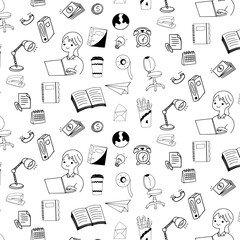 work doodle seamless pattern background