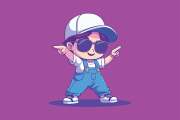 Cute Cool Boy Dabbing Pose Cartoon Vector Icon Illustration People Fashion Icon Concept on color background
