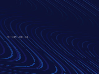 Abstract blue glowing wave lines on dark blue background. Modern shiny gradient blue futuristic pattern. Futuristic technology concept, suitable for covers, posters, banners, brochures, websites, etc.