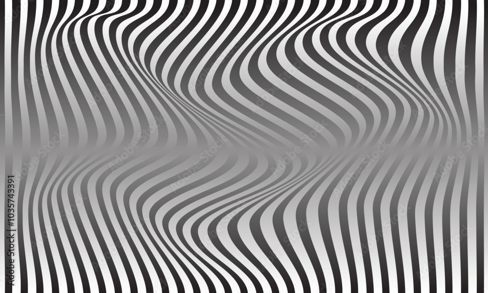 Aufkleber abstract black and white gradient wave line pattern.