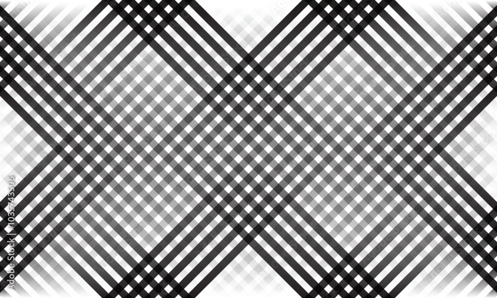Poster abstract black and white gradient diagonal cross line pattern.