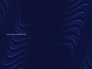 Abstract blue glowing wave lines on dark blue background. Modern shiny gradient blue futuristic pattern. Futuristic technology concept, suitable for covers, posters, banners, brochures, websites, etc.