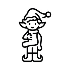 Cute elf color line icon. Vector illustration