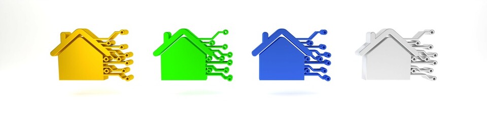 Colorful Smart home icon isolated on white background. Remote control. Minimalism concept. 3D render illustration