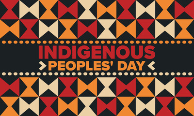 Obraz premium Indigenous Peoples' Day. Native American Day. American Indian culture. Heritage Month. Celebrate annual in United States. Tradition pattern. Poster, card, banner and background. Vector illustration