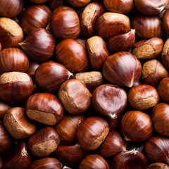 Fototapeta premium chestnuts food as background, AI generated