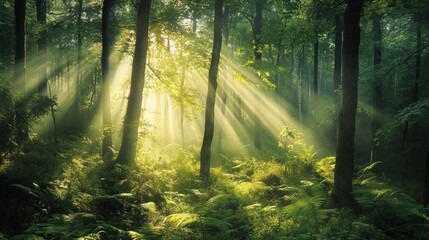 Obraz premium Sunrays in the Forest