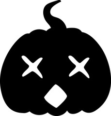 Jack-o-lantern pumpkin dead face expression silhouette. Halloween party pumpkin carving. Stock vector illustration isolated on white background in flat style.