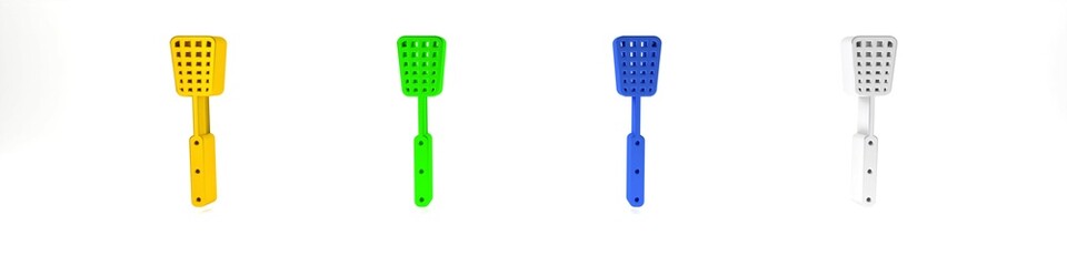 Colorful Barbecue spatula icon isolated on white background. Kitchen spatula icon. BBQ spatula sign. Barbecue and grill tool. Minimalism concept. 3D render illustration