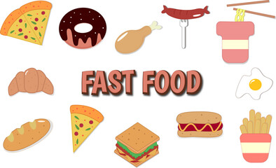 Fast food element clipart cartoon illustration vector