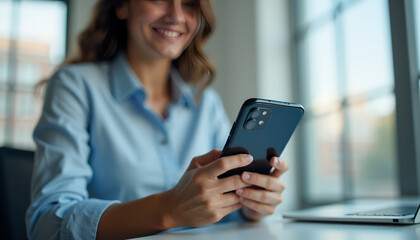 Fototapeta premium Businesswoman Using Smartphone in Office