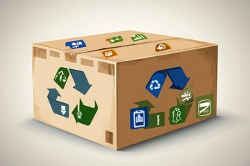 Fototapeta premium Recycling and Waste Separation Box with Icons