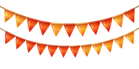 orange and red party flags for decoration and covering on the white background.AI GENERATED