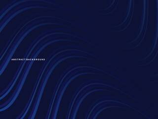 Abstract blue glowing wave lines on dark blue background. Modern shiny gradient blue futuristic pattern. Futuristic technology concept, suitable for covers, posters, banners, brochures, websites, etc.