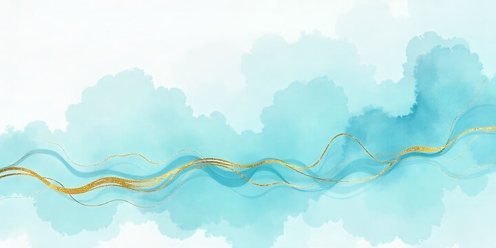 Abstract blue and gold watercolor background