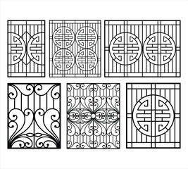 Iron window grill design vector