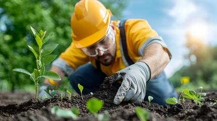 Scientist Performing Tests to Detect Toxic Elements in Soil Samples Collected from an Area Near an Industrial Factory Ensuring Environmental Safety and Compliance