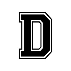 Letter D Vintage Varsity Letterman Minimalist College Logo Emblem Vector Illustration Design
