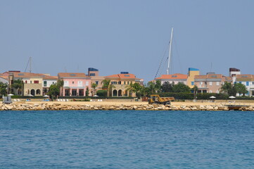 The Limassol Marina with yachts and beautiful buildings in Cyprus