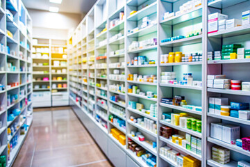 Modern hospital with blurred background, clean and bright environment