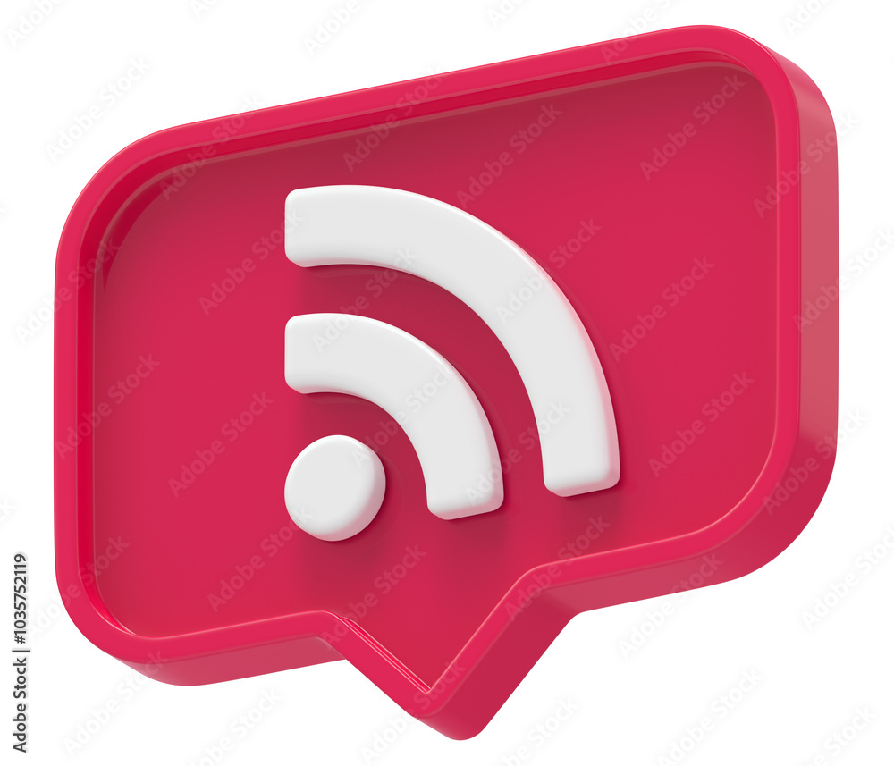 Poster 3d shape Rss or feed icon rectangle and chat icon isolated transparent background 3D rendering