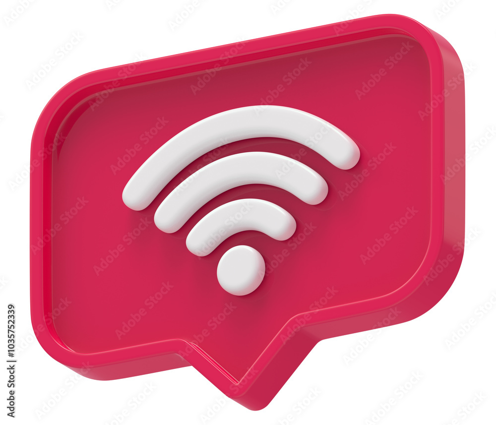 Fototapete 3d shape wireless icon rectangle and chat icon isolated transparent background 3d rendering
