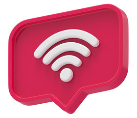 3d shape wireless icon rectangle and chat icon isolated transparent background 3D rendering