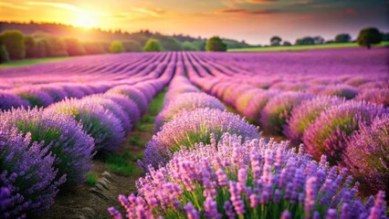 Obraz premium Lavender Field with Tilt-Shift Photography for Dreamy Floral Landscape