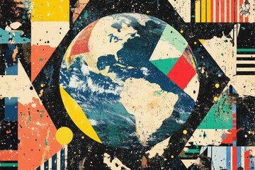 Fototapeta premium Earth Collage of Patterns. AI generated illustration.