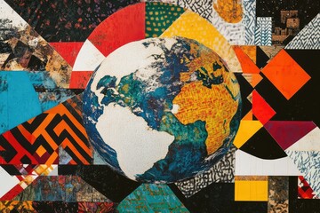 Naklejka premium Earth Collage of Patterns. AI generated illustration.