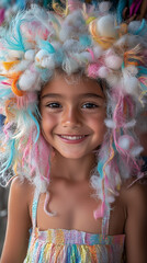 Fototapeta premium Pernambuco Carnival Girl with Cloud-Like Hair