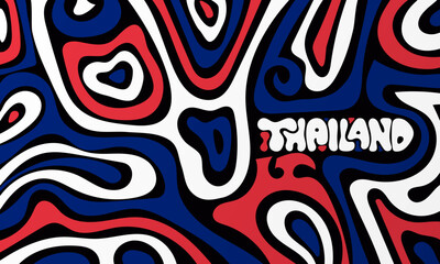 Obraz premium Thailand national day design with ethnic background in red blue and white on black background