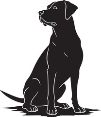 Minimalist Labrador Silhouette - Elegant Black sitting pose Labrador Dog for Animal Logos and Design Projects.
